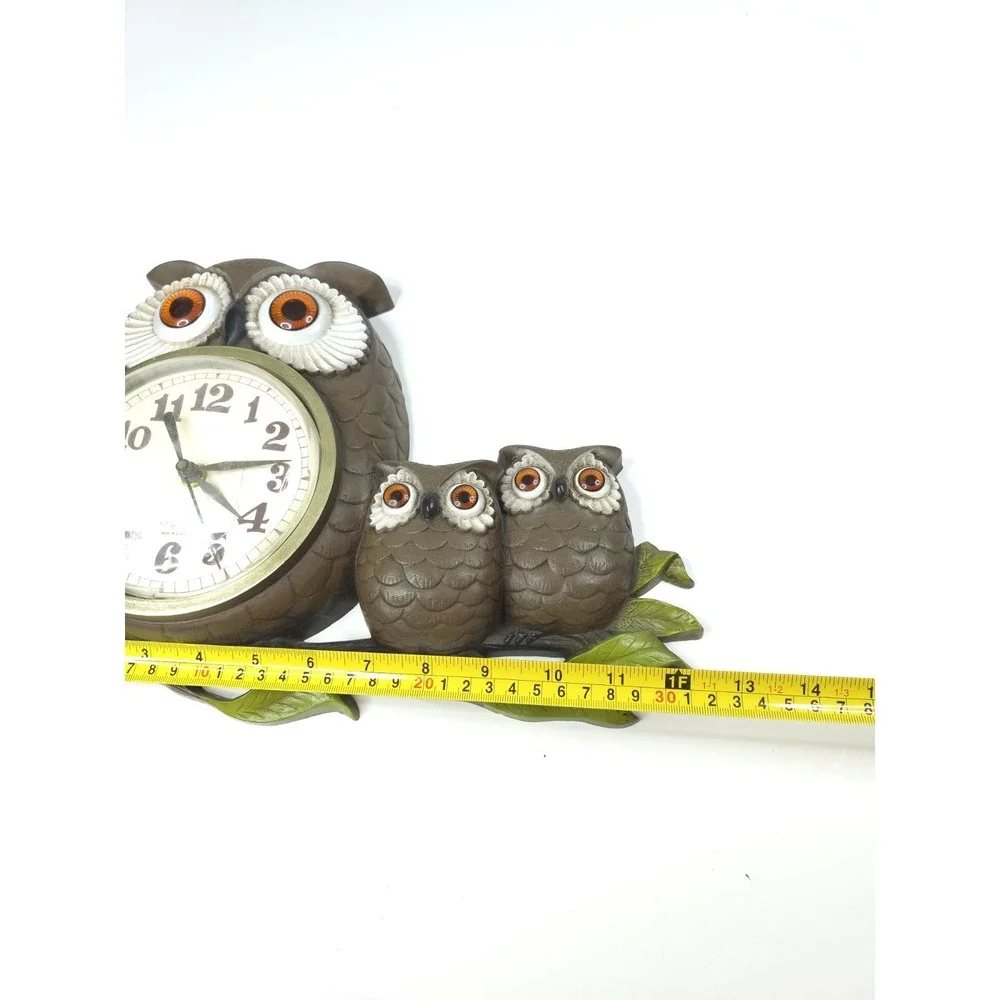 Vintage BURWOOD Wall‎ Clock Owl motif Plastic Estimated circa 1970s-80s